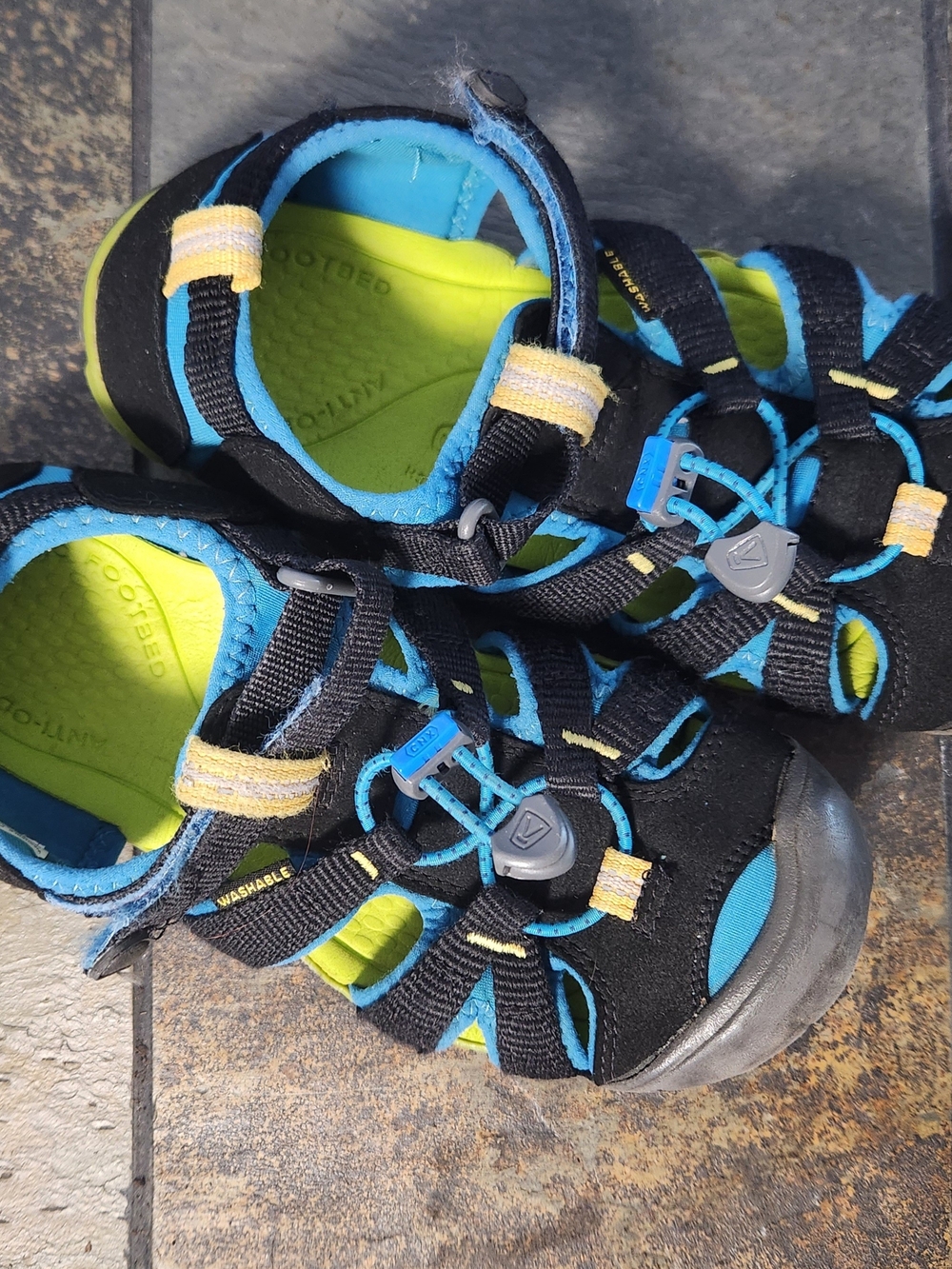 KEEN Kids Black and Blue Closed-Toe CNX Sandals
